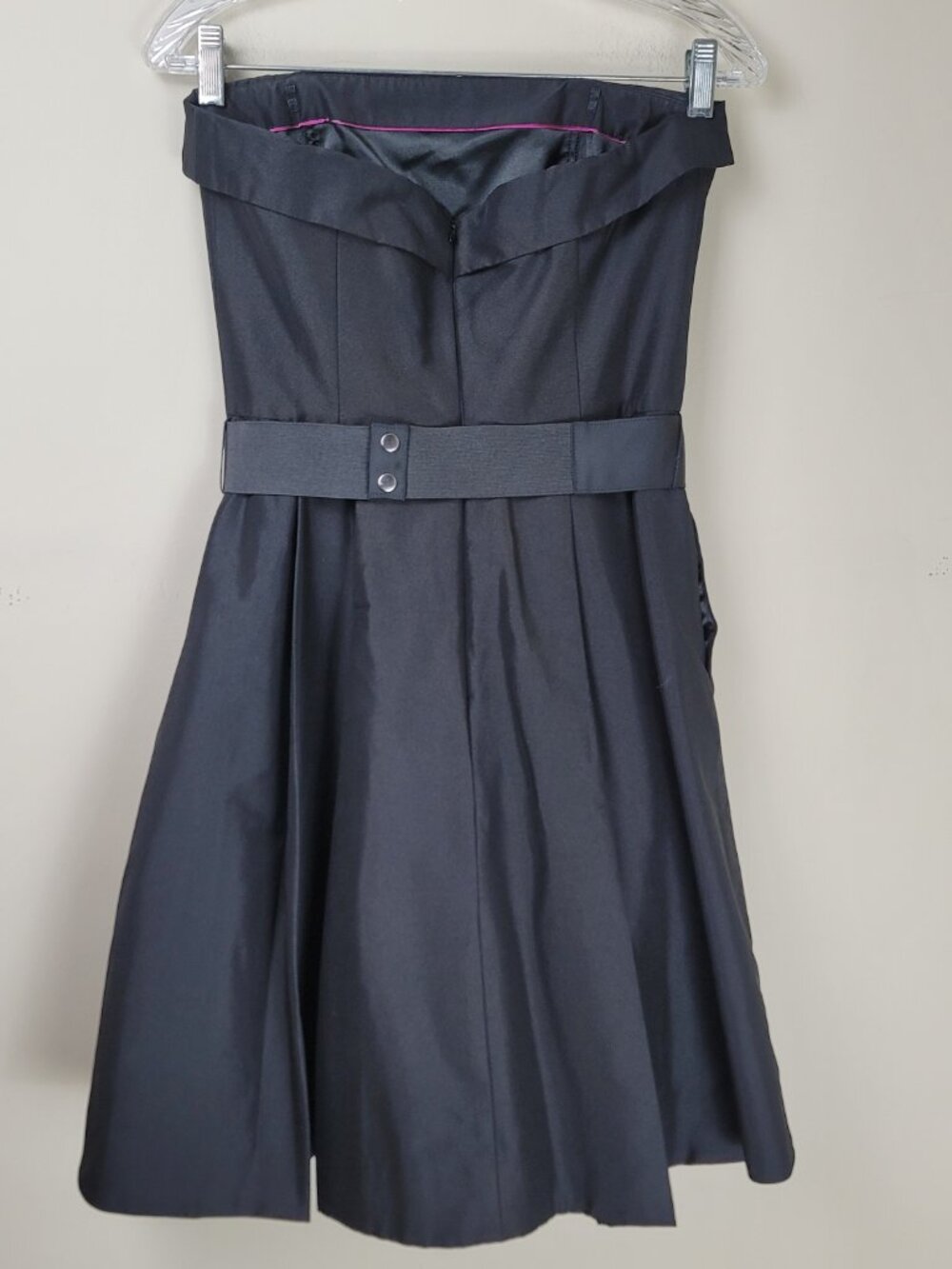 WHBM Strapless Black Cocktail Dress Size 4 Fit Flare Mini Little Black Dress - Picture 3 of 12
